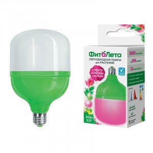 ФитоЛето лампа св/д для рассады и растений E27 20W 21мкм/с мат. 100x165 IP54 LED-M80-20W/SPSB/E27/FR