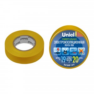 Uniel Изолента ПВХ 19/20 желтая UIT-135P 20/19/01 YEL