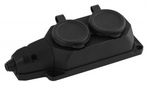 ЭРА колодка ОУ двойная 2 гн. с загл. каучук 16A 220-240V IP44 черная K-2e-B-IP44 4837 (Турция)