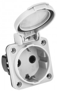 IEK MAGNUM силовая розетка панел. SCHUKO РП13-3 2Р+РЕ 16А земля с кр. IP54 сер. PSN71-016-3-2-54-K03