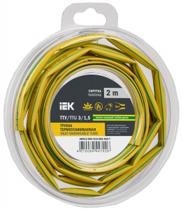 IEK термоусадка трубка ТТУ нг-LS 3/1,5 жел-зел. (2м/упак, цена за уп) ТУТ UDR12-003-D15-002-K52-T