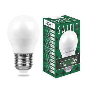 Saffit шар G45 E27 11W(905lm) 2700K 2K матовая, пластик 80x45 SBG4511 55137