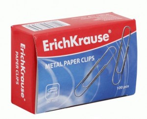 Скрепки ERICH KRAUSE 50 мм металл., 100 шт., в карт. коробке, 7857