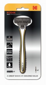 Kodak Бритвенная система MAX Prem Razor 3 мужская серебро/черный, 3 лезвия, 1 сменная кассета 5109