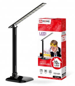 ASD/inHome св-к настольный св/д ССО-02Ч 10W 4000K 4K, сенсор/диммер, 3 реж., черный 3480