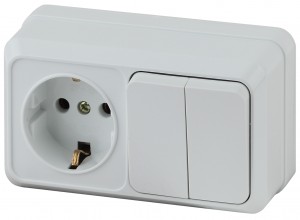 Intro Quadro Блок ОУ, роз. 1 мест. ,земля+выкл. 2 кл. гориз. 10(16)А, IP20, белый 2-702-01 2037