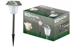 TDM св-к СС-320 на солнечных батареях, сталь, с выкл 0.6W 1LED 12.5х37см (24!) SQ0330-0104