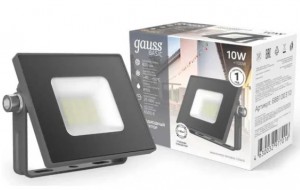 Gauss прожектор св/д BASIC 10W(820lm) IP65 6500K 6K графит 688100310