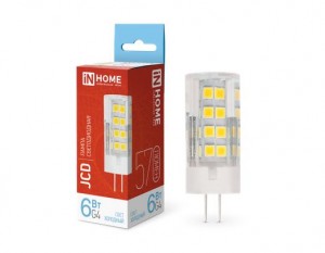 ASD/InHome лампа св/д VC JCD G4 220V 6W(570lm) 6500К 6K 47x16 (без пульсации) 6168
