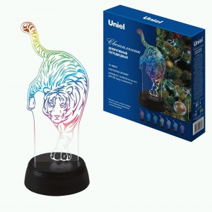 Uniel «Тигр» св/д, 3AA (не в/к) 1 LED RGB 95x98x250 ULI-M506 RGB/3AA TIGER/BLACK