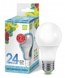ASD standard ЛОН A65 E27 24W(2160lm) 4000К 4K 135x65 пластик/алюм  4272