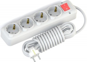NE-AD сет.удл ПВС 3х1 4 роз 5 м, 16А, земля, выкл (корпус PP+V2) 3018-5A