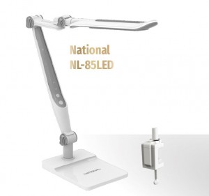 National NL-85LED св-к св/д настольный 12W(650lm) 3-6K сенсор/дим, струбцина в компл, белый/серебро