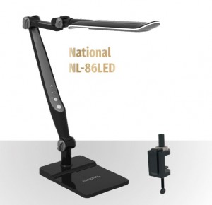 National NL-86LED св-к св/д настольный 12W(650lm) 3-6K сенсор/дим, струбцина в компл, черный/серебро