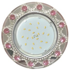 Ecola GX53 H4 5360 стекло,круг с проз.и роз.страз. Корона/фон зерк/хром 52x123 (10!) FF53RNECB (30!)
