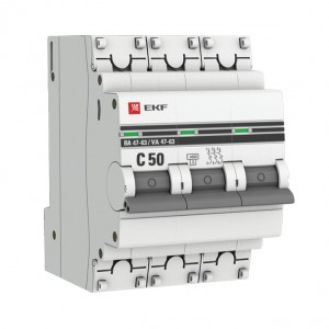 EKF PROxima автоматический выкл. ВА47-63 3P 50А 4,5kA х-ка С mcb4763-3-50C-pro (с опломбировкой)