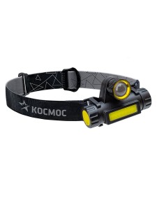 Космос фонарь налобный H103WLith (лит.акк.3,7V1,2Ah) 1св/д XPE 3W+COB 3W,180lm+180lm з/у micro USB