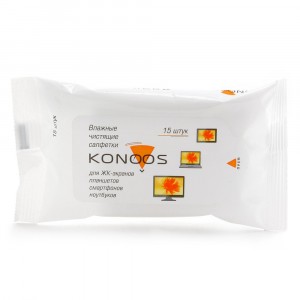 Чист. салф. Konoos для ЖК-экранов ноутбуков, смартфонов, КПК KSN-15, покетпак 15 шт.