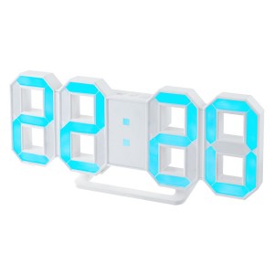 Perfeo LED часы-будильник "LUMINOUS", белый корпус / синяя подсветка (PF-663) PF_5203