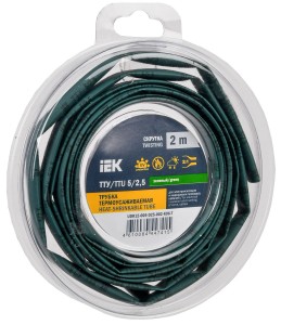 IEK термоусадка трубка ТТУ нг-LS 5/2,5 зеленая (2м/упак, цена за уп) ТУТ UDR12-005-D25-002-K06-T