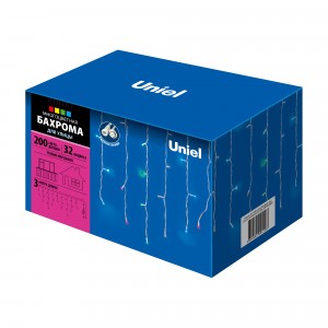 Гирлянда-бахрома ул. ULD-B3010-200/TWK (мерц) 200LED разноцв. 3м/32н до 70см 9W соед 6мод IP67 Uniel