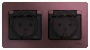 Schneider GLOSSA роз. СУ 2 мест. баклаж. (пл.осн., земля, штор., крыш, IP44) GSL001147 (5!)