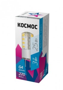 Космос G4 220V 3W(240lm) 4500K 4K 43x15 LksmLED3wJCG4220v45