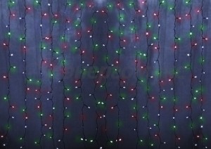 Гирлянда-занавес "Св/д дождь" 1,5x1,5/12нитей, 144LED разноцв, 8 реж, IP20, присоска 235-039 Neon Ni