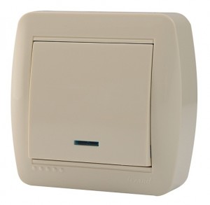Lezard DEMET выкл. ОУ 1 кл. 10А (инд.) крем (основание PBT, корпус PC) 711-0300-111