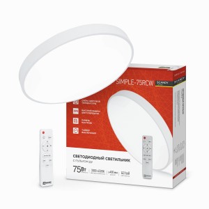 "ASD/InHome св-к св/д упр. 75W(6000lm) 2K-4K-6K 400x400x50 пульт ДУ белый SCANDY SIMPLE-75RCW 7096