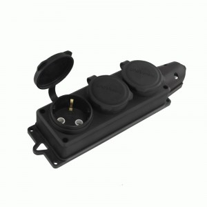 UNIVersal колодка ОУ тройная 3 гн. с загл. каучук 2P+E 1x16A 220-240V IP44 1323 (РФ)