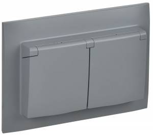 IEK SKANDY роз. СУ 2 мест. 16А IP44 (крышка) серый SK-R12Gr SK-R26-16-44-K03-F