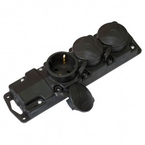 Bylectrica колодка ОУ тройная с загл. каучук 2P+E 1x16 220-240V IP44 Р16-381