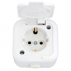 Bylectrica роз. ОУ 1 мест. IP44, белый (земля, корп. ABS) РА16-214