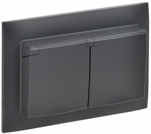 IEK SKANDY роз. СУ 2 мест. 16А IP44 (крышка) титан SK-R12T SK-R26-16-44-K48-F