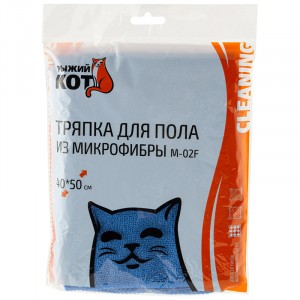 Тряпка для пола 40*50см, микрофибра, синяя, M-02F, 310205 (аналог 214476) Рыжий Кот