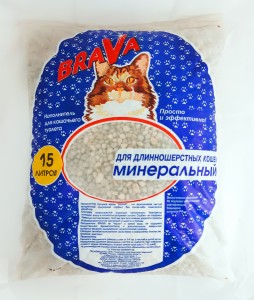 Наполнитель для кош.туалета БРАВА минеральный впитывающий д/длинношерст. (8-15мм) 15л 16802 1140