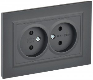 IEK BRITE роз. СУ 2 мест. 10A графит (шторки) РСш12-2-БрГ BR-R23-10-K53-F