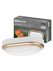TDM св-к накладной LED ДПО "Антарес" 15Вт 6500К овал 221*131*68мм мат.золото IP54 SQ0354-0028