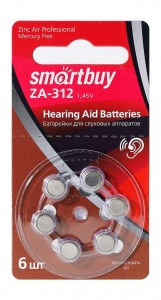 Э/п Smartbuy Батарейка для слуховых аппаратов Smartbuy A312-6B (60/3000) (SBZA-A312-6B)