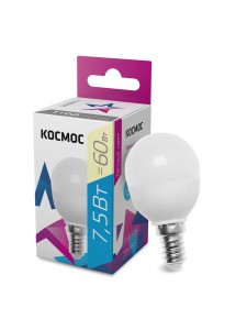 Космос шар  E14 7,5W (7W) (590lm) 3000K 2K матов. 79x45 LkecLED7.5wGL45E1430