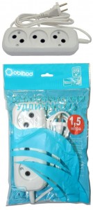 Jett (Obihod) сет. удл. ШВВП 3 роз. 1.5 м 6А белый РС-3 150-501
