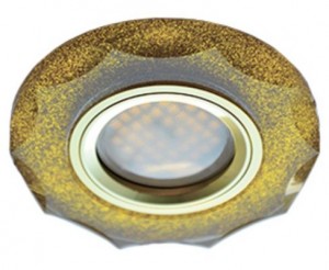 Ecola DL1653 MR16 GU5.3 св-к  Стекло с вогнутыми гранями Золотой блеск/Золото 25x90 FP1653EFF