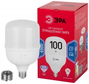 ЭРА RED LINE LED лампа св/д высокомощ E27/E40 100W(9800lm) 6500K 6K  255х138T140 POWER 63872