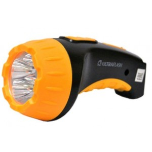 Ultraflash фонарь ручной LED3804 (акк. 4V 0.5Ah) 4св/д (15lm), черный+желтый/пластик, вилка 220V (3 шт.)