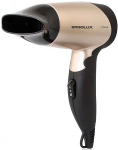 Фен со складной ручкой ERGOLUX ELX-HD01-C64 1200W, 220-240V черный/золото  81675