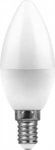 Feron свеча C37 E14 7W(600lm) 6400K 6K матовая 100x37, LB-97 25477