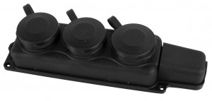 Volsten колодка ОУ тройная 3 гн. с загл. каучук 2P+PE 1x16A 220-240V IP54 черная, 14436