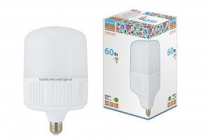 TDM Лампа св/д высокомощ. 60W T-60 Вт-230 В-6500 К–E27 160x265 НАРОДНАЯ SQ0340-1584