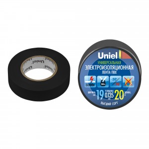 Uniel Изолента ПВХ 19/20 черная UIT-135P 20/19/01 BLK
